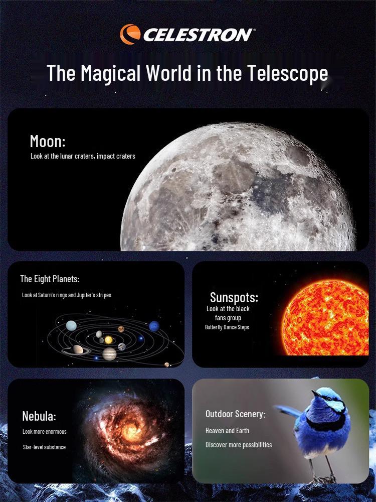 Celestron EQ3 80900-P HD High Magnification Large Aperture Kids' Stargazing Telescope