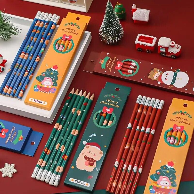 1 Set 6 Stück Weihnachten HB Schreibwaren Schule Bürobedarf Student Geschenk Preis Kreative Kawaii Bleistift