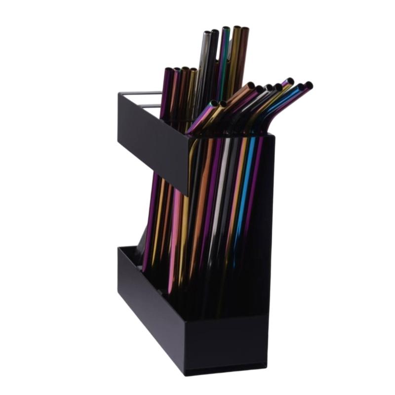 Multifunctional Storage Rack For Straws Cutlery 3 Section Cabinet Organizers With Drainage Design Kitchen Accessory