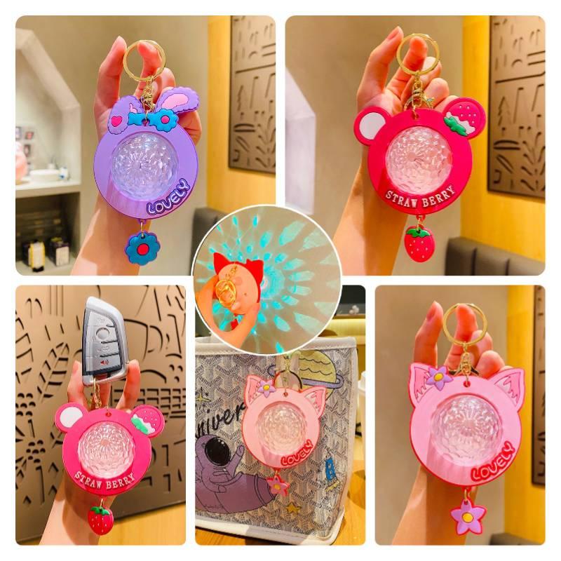 Creative Cartoon Colorful Atmosphere Light Keychain For Couples Wholesale Mini Gifts