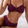 2025 Solid Color Two-Piece Bikini European & American Style