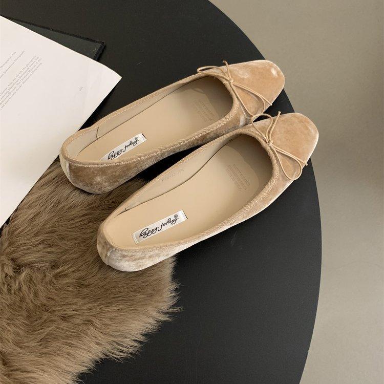 

French flat-bottomed light mouth ballet silver single shoes women s shoes summer 2024 new bow red boat shoes 39 абрикосовий