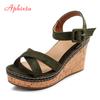 Aphixta Wedge Sandals Peep Toe Buckle Shoes Woman Platform 10cm Cool Summer Super High Heel Shoes Female