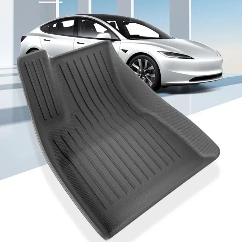 Tapetes de Porta-malas para Tesla Novo Modelo 3 Highland 2024 TPE Impermeável Resistente ao Desgaste Almofada de Pé Tapete de Porta-malas Dianteiro Traseiro Acessórios para Carro