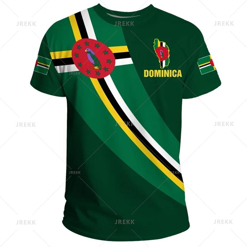 3D Printing Dominica Coat Of Arms T Shirt The Commonwealth Of Dominica Flag Map Graphic Tee Shirts Casual Mens Clothing T-shirts XXS