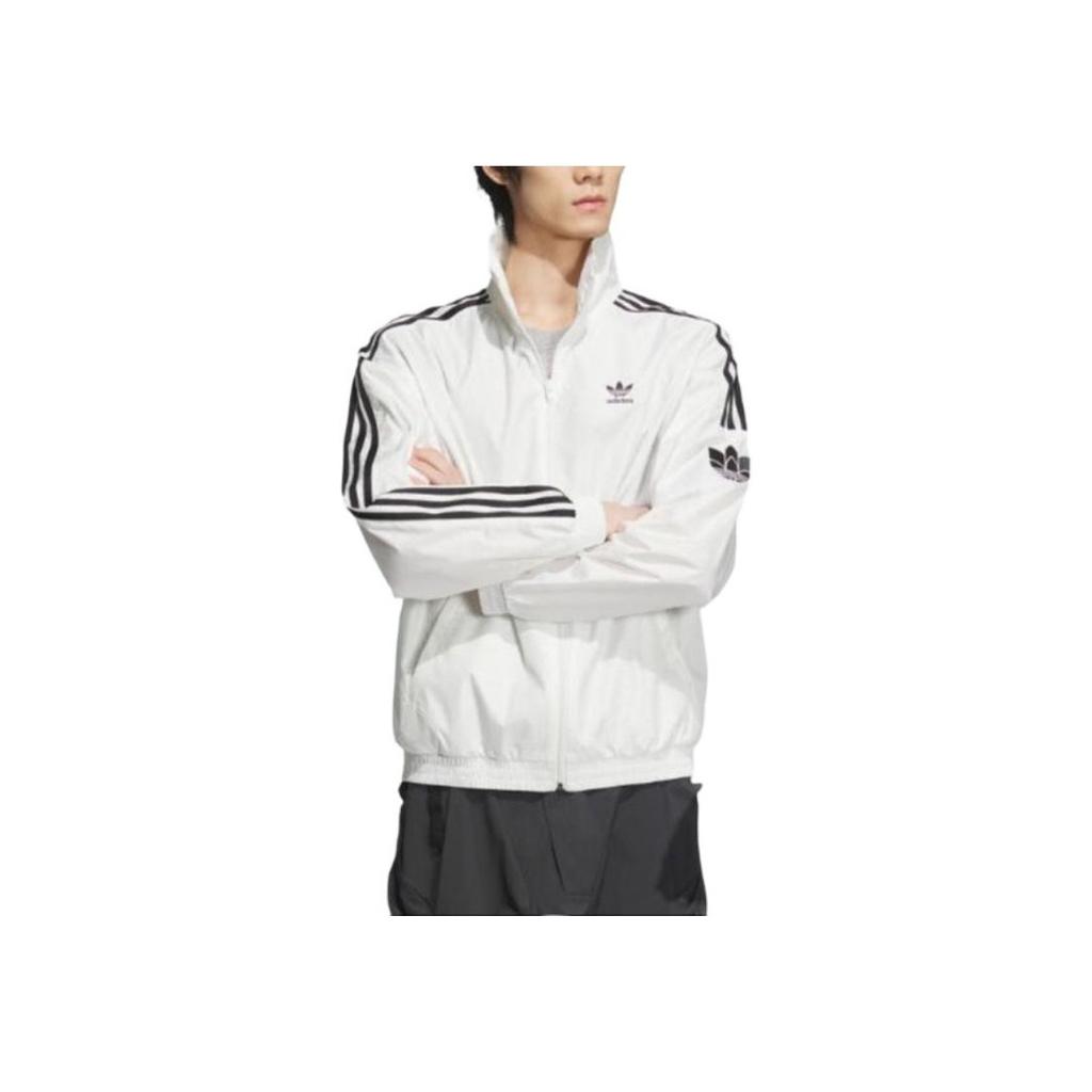 Adidas Color Block Retro Sports Jacket With Stand Collar Unisex Jacket Bright-White JI7535