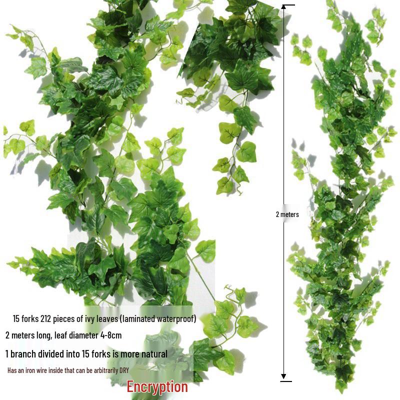 Large Grape Leaf Vine Decoration - Fake Fruit String for Wall, Ceiling, or Pipe with Green Tree Leaves