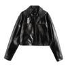 Kaslead New Arrival Women's Clothing Fashion Style Fashion Polo Collar Long Sleeves Imitation Leather Casual Jacket Coat 5063850