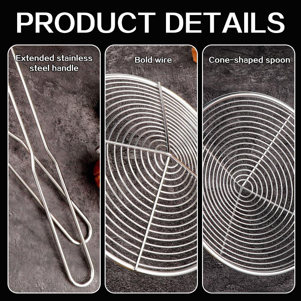 Household Stainless Steel Mesh Colander Practical Powder Sieve Drainer For Fryers Use