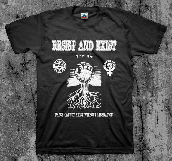 Resist And Exist  Peace  T shirt (Crass Aus-Rotten Icons Of Filth Hellshock) Unisex T-Shirt XXXL