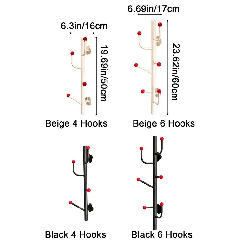 4/6 Hooks Cap Holder Saving Space Wall Hooks Durable Wall Mounted Coat Rack  Bedroom