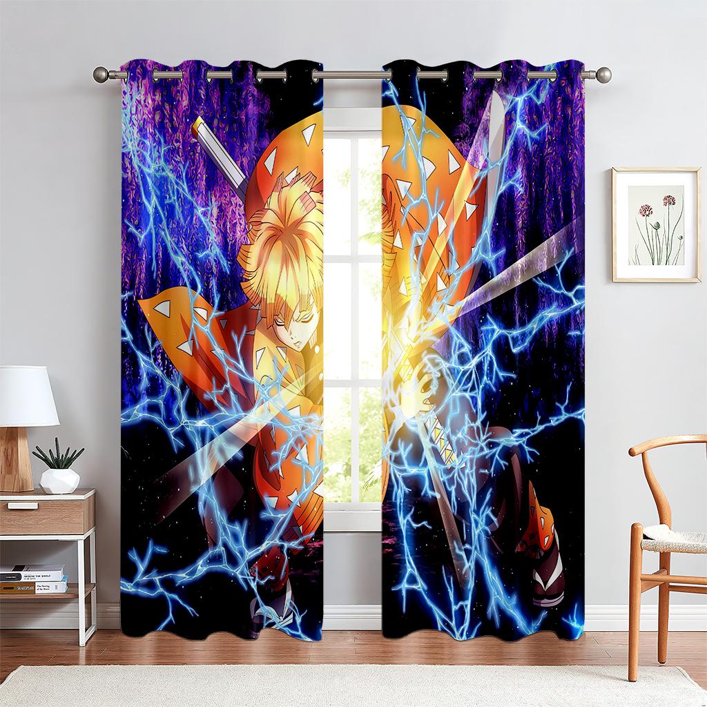 Cartoon Anime Characters Curtains for Kids, Decorative Curtains, 2 Pcs, Boys and Girls Room, Bedroom, Living Room, Den, Balcony