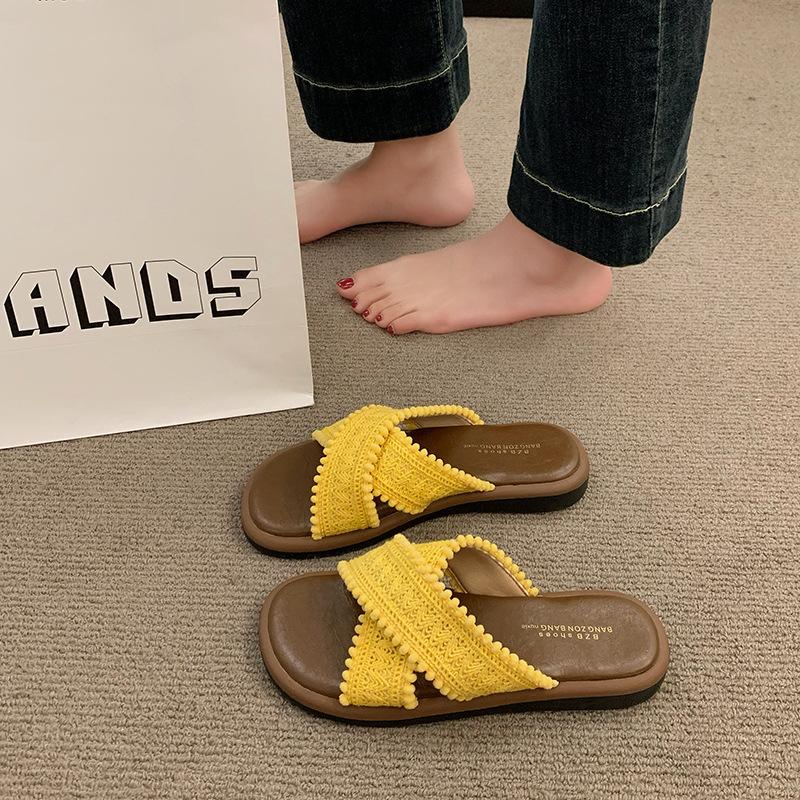 

Крутые тапочки Новые летние винтажные плетеные крест-накрест богемные студенческие балетки 40