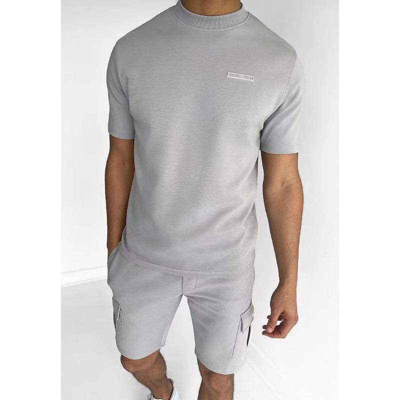 

Мужской комплект с коротким рукавом и шортами с принтом пейсли XS светло-серый