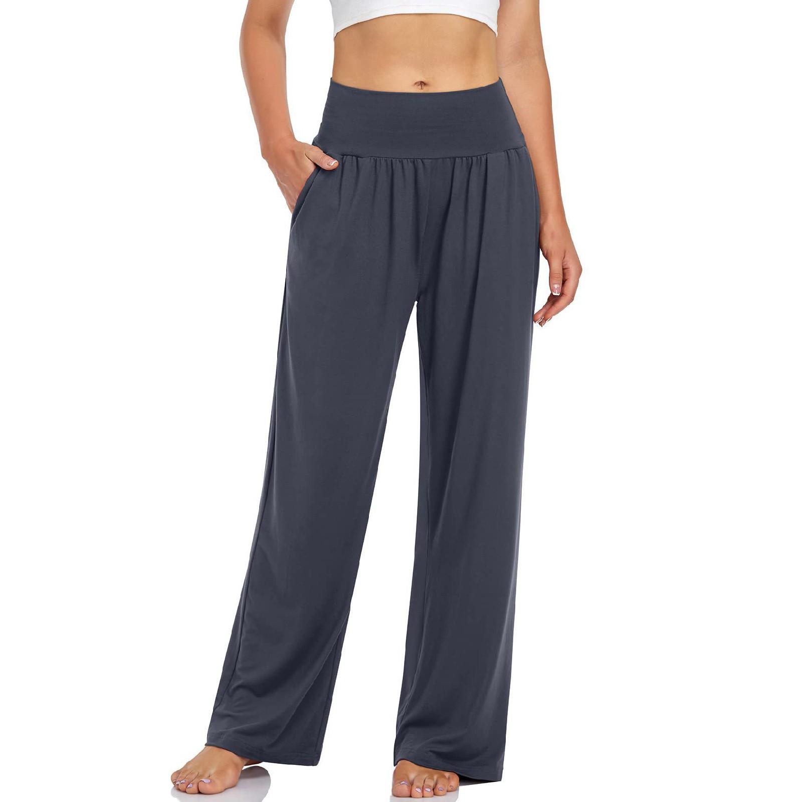 Women s Wide Leg Pants Casual Straight Leg High Waist Stretch Pants Stretch Trouser M