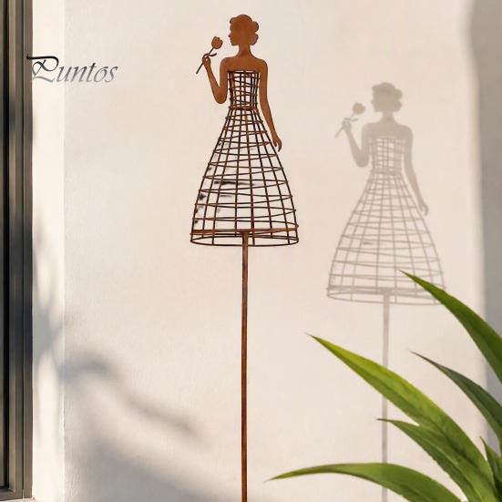 Creative Landscaping Ornaments for Outdoors Metal Elegant Lady Garden Trellis, Weatherproof Plant Trellis Outdoor Easy Install Ground Stake