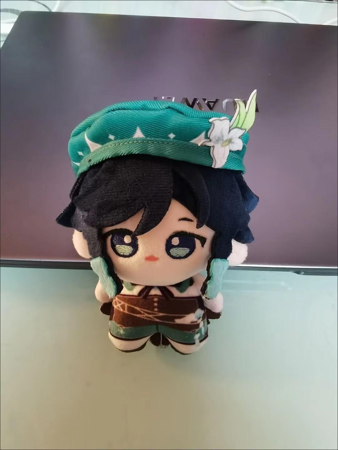 Kawaii Genshin Impact Venti Cosplay 10cm Anime Pluche Gevuld Lichaam Rugzak Ornamenten Hanger Kerstcadeaus 10cm black