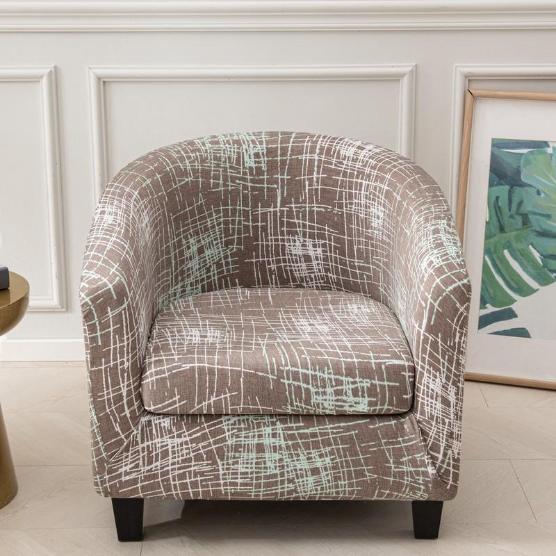 

Club Chair Slipcover 2 Piece Stretch Printed Round Barrel Chair Covers Removable Tub Chair Slipcover With Elastic Bottom 1 piece