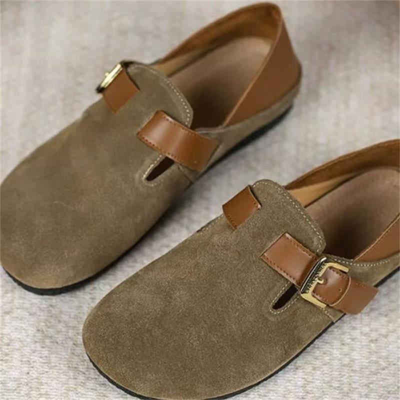 Retro word with Mary Jane single shoes women's shoes 2025 new niche design gentle and versatile two wear Doudou shoes