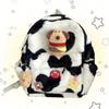 Apple Dog Burger Star Decoration Black And White Large Capacity Plush Backpack