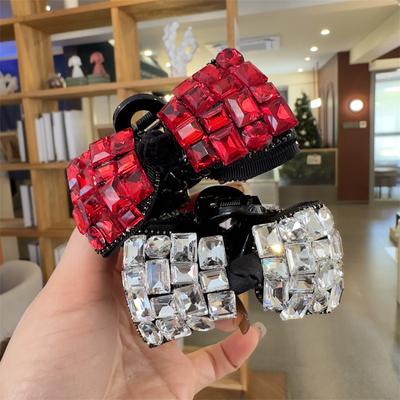 French Glitter Diamond Bow Medium Clip Internet Celebrity Girl Back Hair Clip Ponytail Hair Accessories