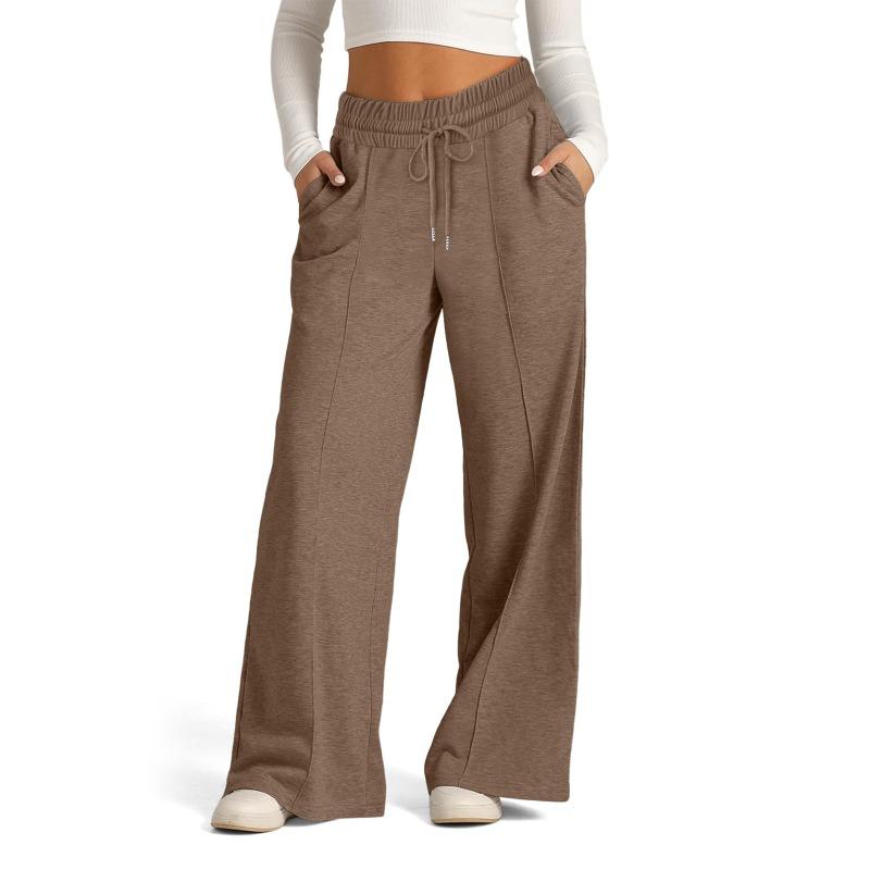 Pantaloni casual a gamba larga con vita e tinta unita, modello tie-dye, da donna, autunnali e invernali