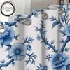 Blue Floral Branch Pattern Curtains Polyester Fabric Suitable Bedroom Living Room Decoration Set Of 2 Made Machine Washable Sitting Decor