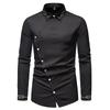 Nieuw uitgesneden trendborduurwerk voor heren, asymmetrisch shirt met lange mouwen, western cowboyshirt