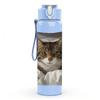 1PC Cat Curled In Pillow 750ml Color Plastic Sports Water Bottle Leakproof Flip Straw Lid Suitable for Sports Office Home Use