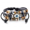 Bohemian Multilayer Braided Leather Bracelet with Eye Beads, Adjustable Couple Wristband