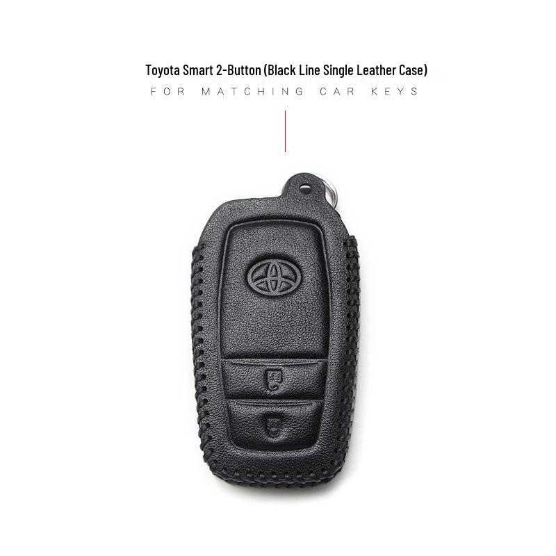 Leather Car Key Cover for 2017 Toyota Models: Corolla, Camry, Crown, Levin, Reiz, RAV4, Highlander