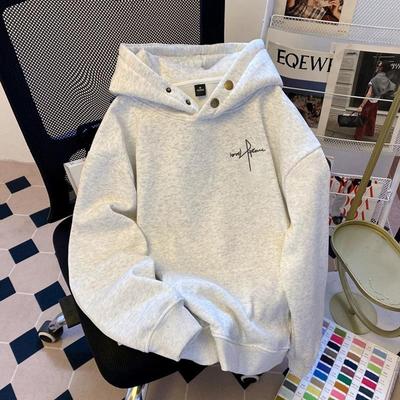 Luxury American Retro Heavyweight Cotton Hooded Sweatshirt for Men - Autumn/Winter Thickened Street Style Loose Fit