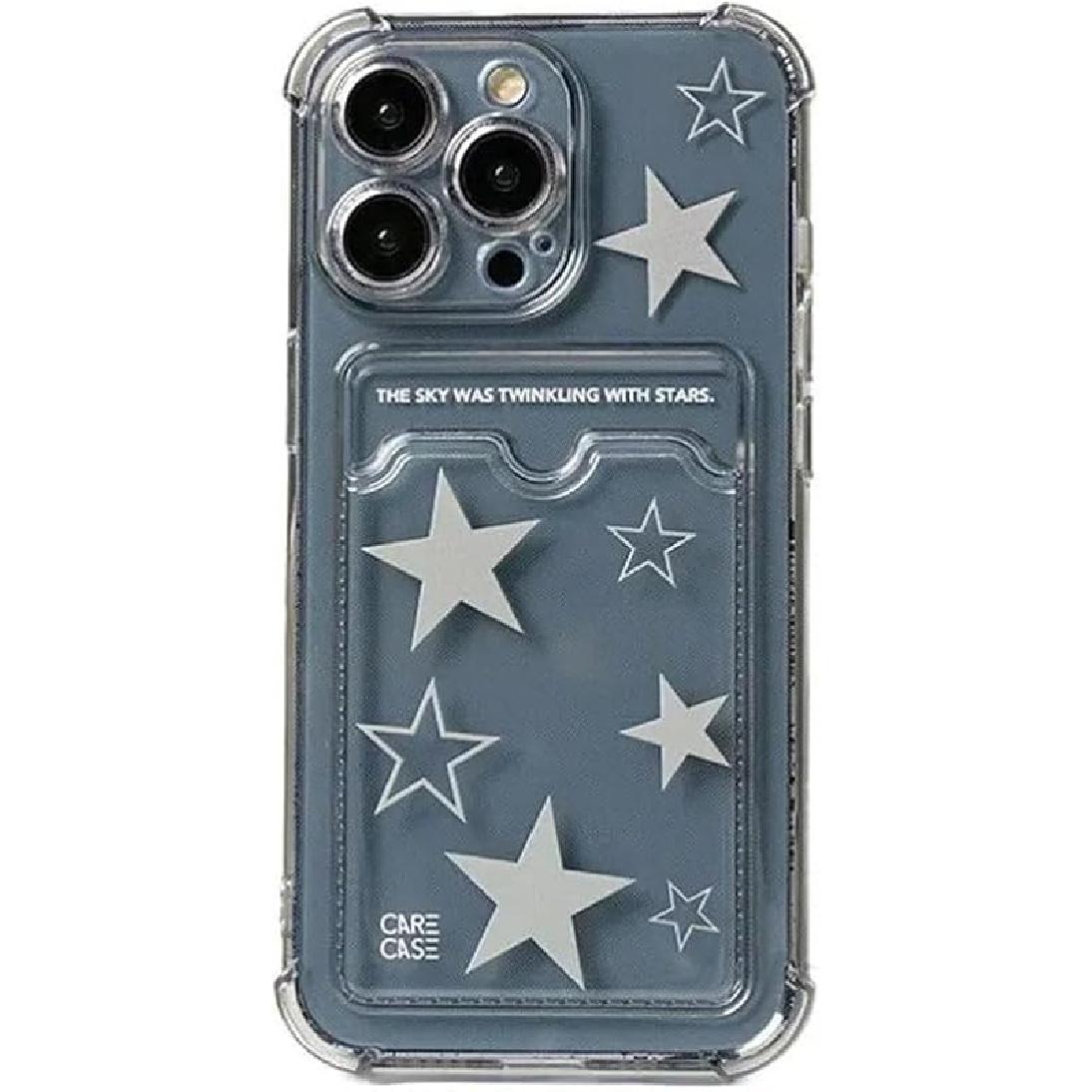 Mamarmot Compatible with iPhone Xr Case Cover, Korean Y2K Star Soft Case with Card Slot Holder Cute Kawaii Transparent Protective Shockproof Back for iPhone 14 Plus