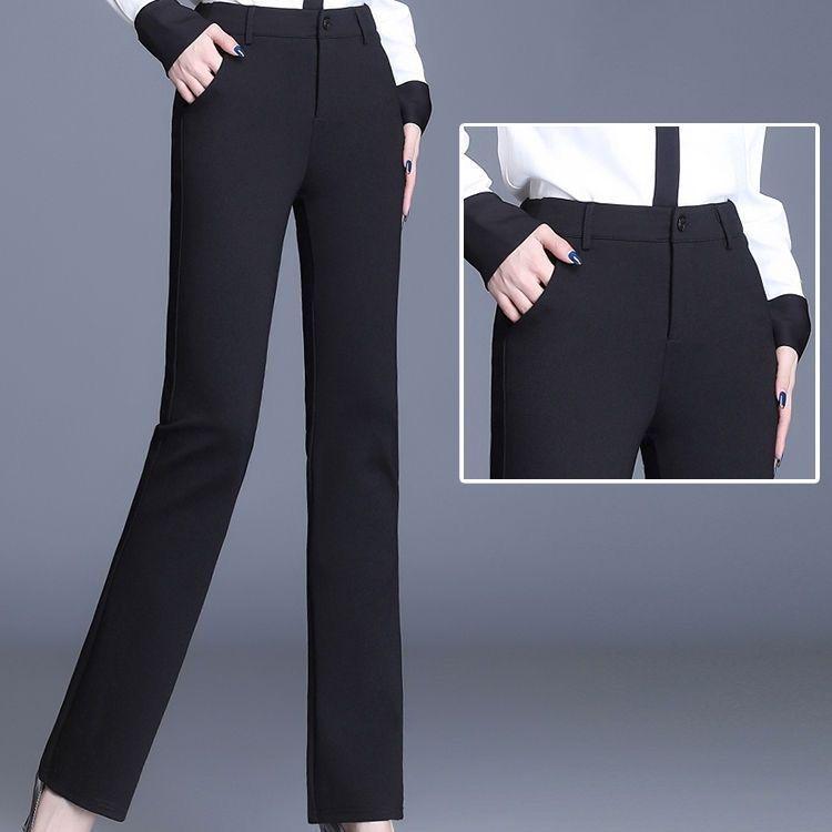

Plus Size High-Waisted Wide-Leg Slit Pants: Flattering Spring & Autumn Drape Casuals S for 80-99 lbs