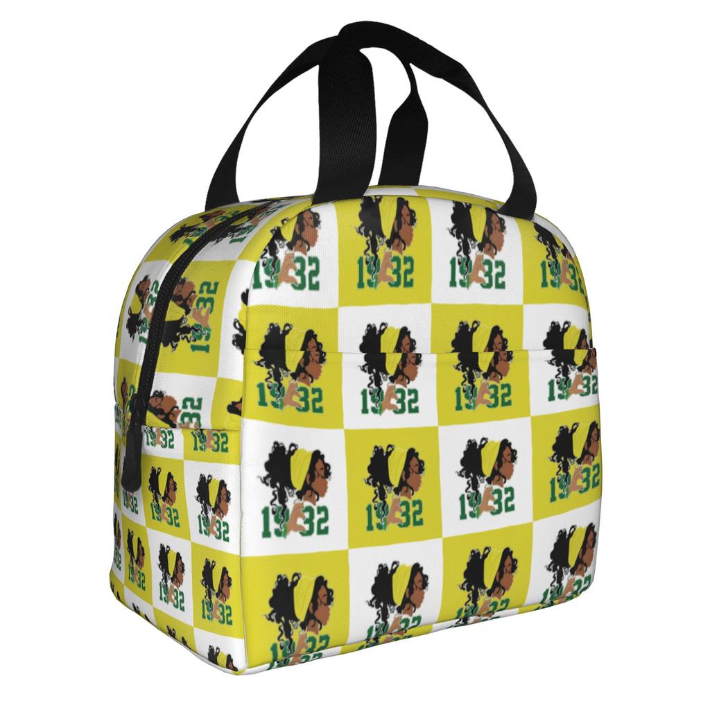 CHI ETA PHI Sorority Nurse 1932 Insulated Lunch Bags for Green and Yellow Resuable Cooler Thermal Bento Box Work School Travel