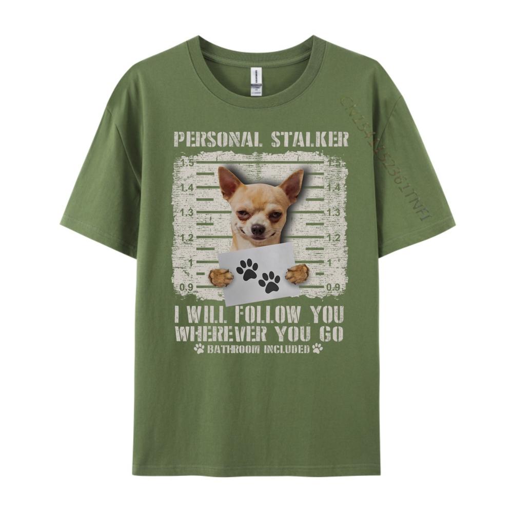 Personal Stalker Chihuahua Dog Arrested Jail Photo Graphic T Shirts Men Cotton Clothes