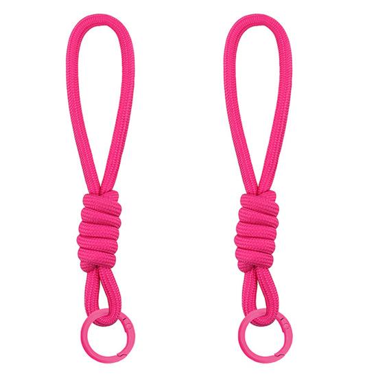2Pcs Braided Rope Pendant Lightweight High-Elastic Keychain Holder with Reinforced Knot Design Macaron Color Mobile Phone Case Lanyard