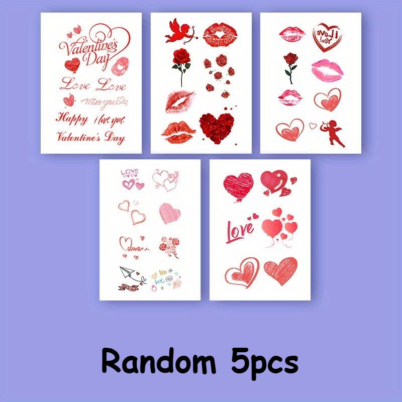 

5pcs Valentine s Day and Wedding Temporary Stickers, Holiday Date, Couple Confession Disposable Stickers as shown