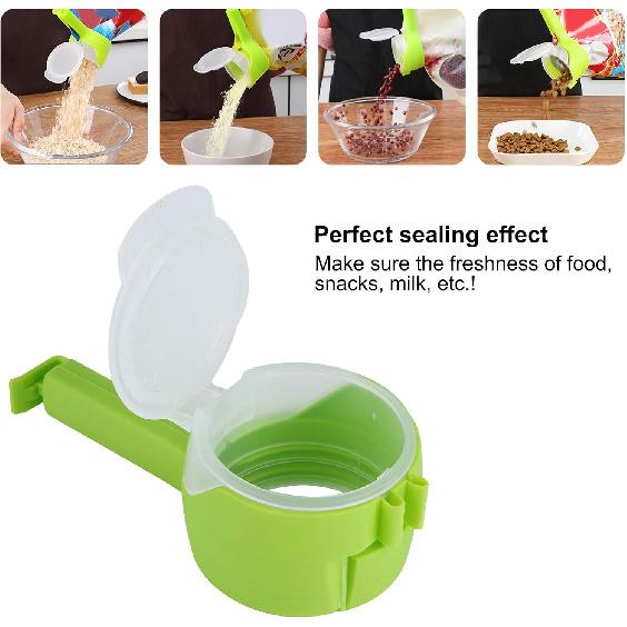 Bag Clips for Food, 5Pcs Reuseable Plastic Food Storage Sealing Clip with Pour Spouts for Food Kitchen Tools, Kitchen Chip Bag Clips