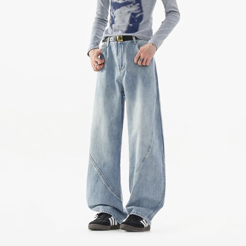 Fingercroxx Men's Japanese Style Curved Leg Denim Jeans