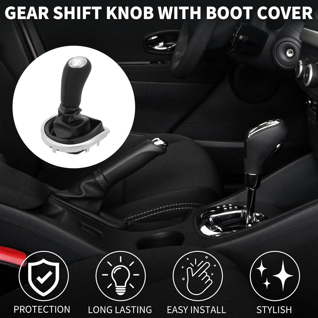 TUCKBOLD Gear Shift Knob Cover for Renault Clio Black Silver 1pc 2005-2014 5-Speed Manual, Tone,