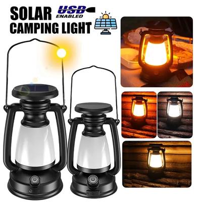 Portable Solar Camping Lamp USB Rechargeable Hanging Tent Lantern Stepless Dimming Of Cold And Warm Light Camping Lamp