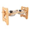Raised Dog Bowls Stand 15 Degree Tilted Anti Slip Adjustable Dog Dish with 2 Stainless Steel Bowls F