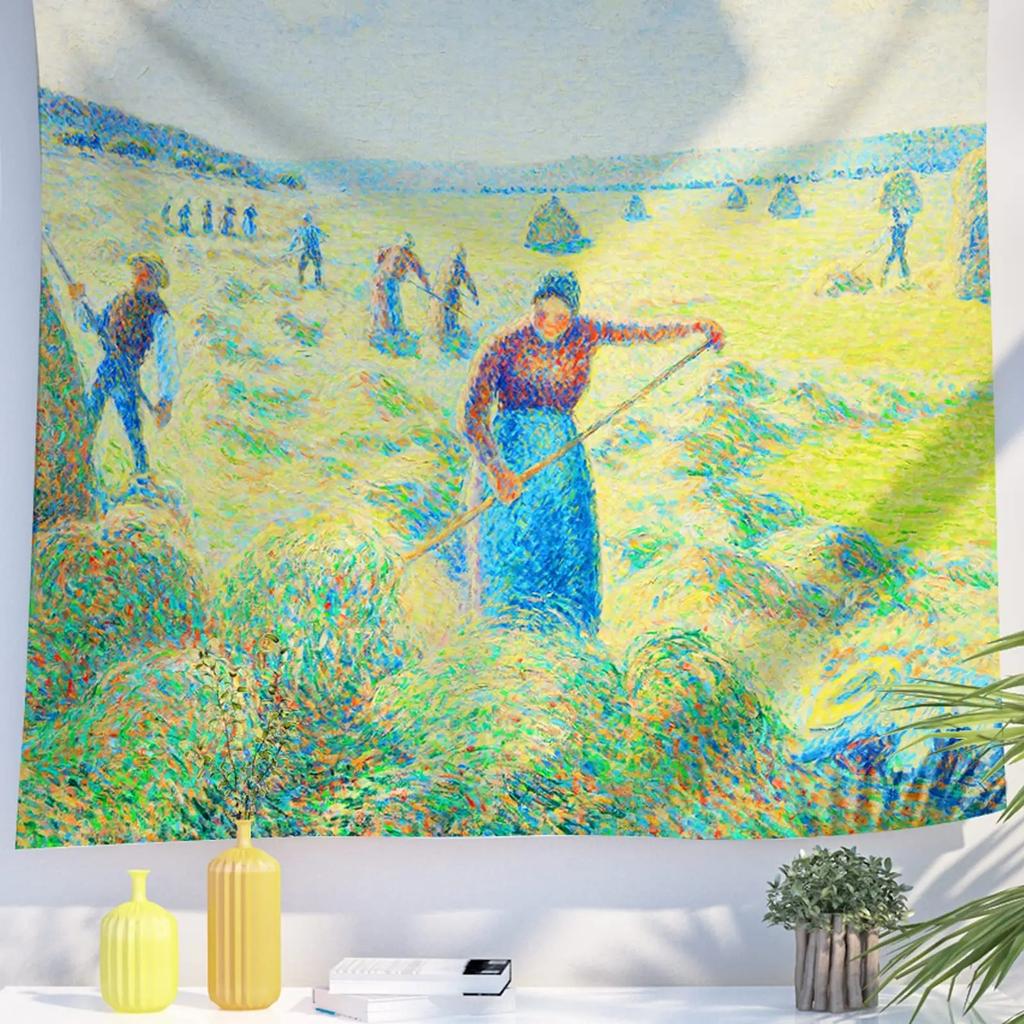 Bedroom Living Room Tapestry Oil Painting Country Field Pattern Fashion Home Decoration Tapestry