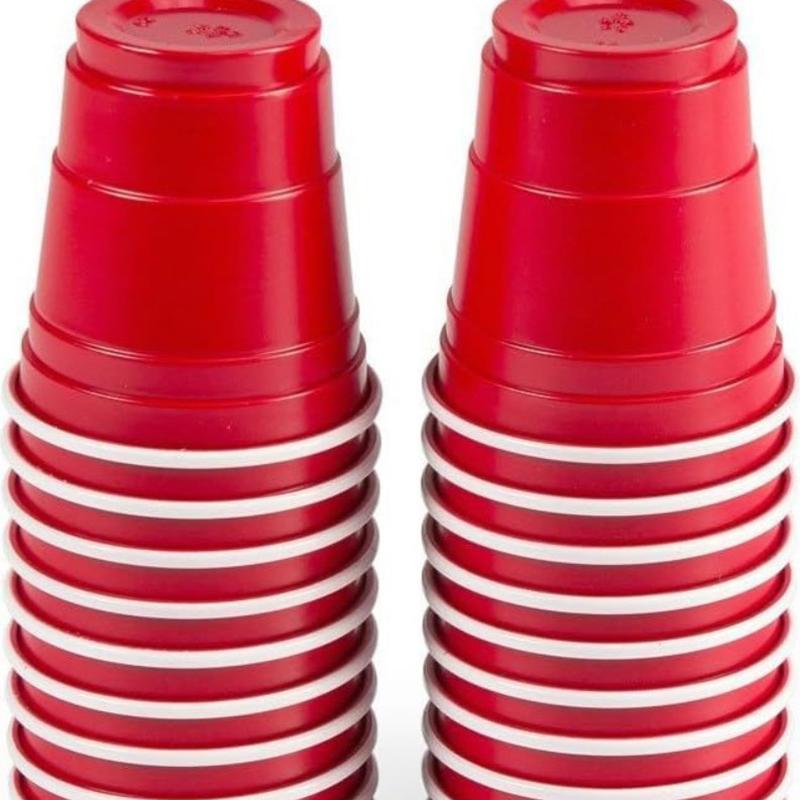 50 bucăți/set cană roșie de unică folosință din plastic, ceașcă pentru petrecere, bar, restaurant, articole de uz casnic pentru consumabile pentru casă