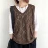 New, Retro, V-neck, Crochet, Knitted Sweater, Sleeveless Vest, Top, Loose, Hollowed Out, Pullover Vest