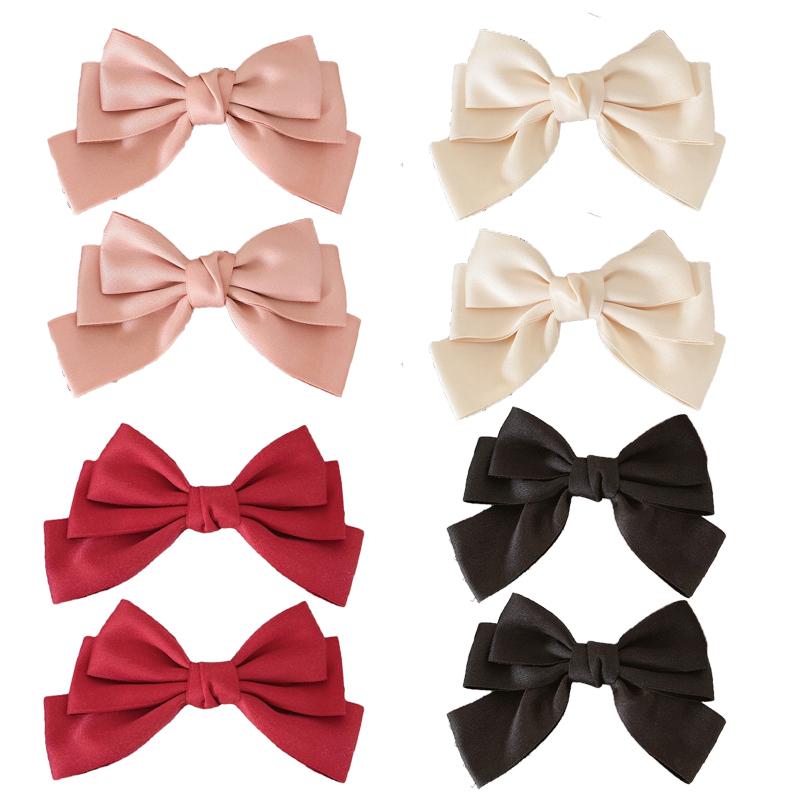 Satin solid color bow hair clip women Korean fashion duckbill clip hair clip hair accessories