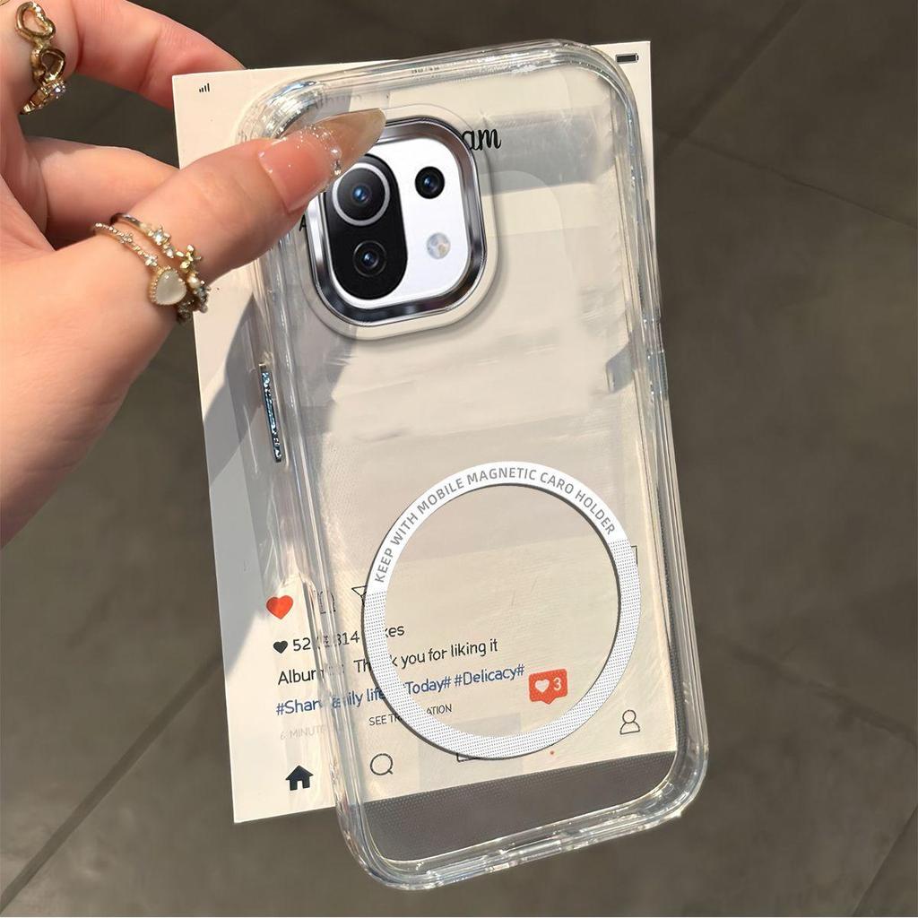 Magnetic Clear Phone Case for Xiaomi Mi 11 Lite 5G NE 5G 4G Card Insert DIY Photo Holder Soft TPU Cover