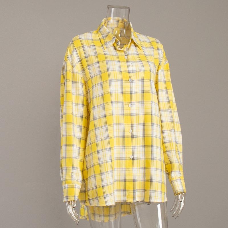 Chemise à carreaux vintage pour femme automne et hiver