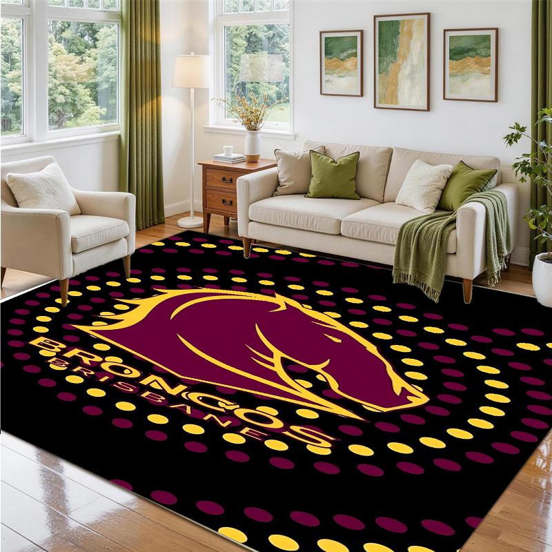 Brisbane Broncos Design Crystal Velvet Rug Soft Decorative Mat for Bedroom Entrance